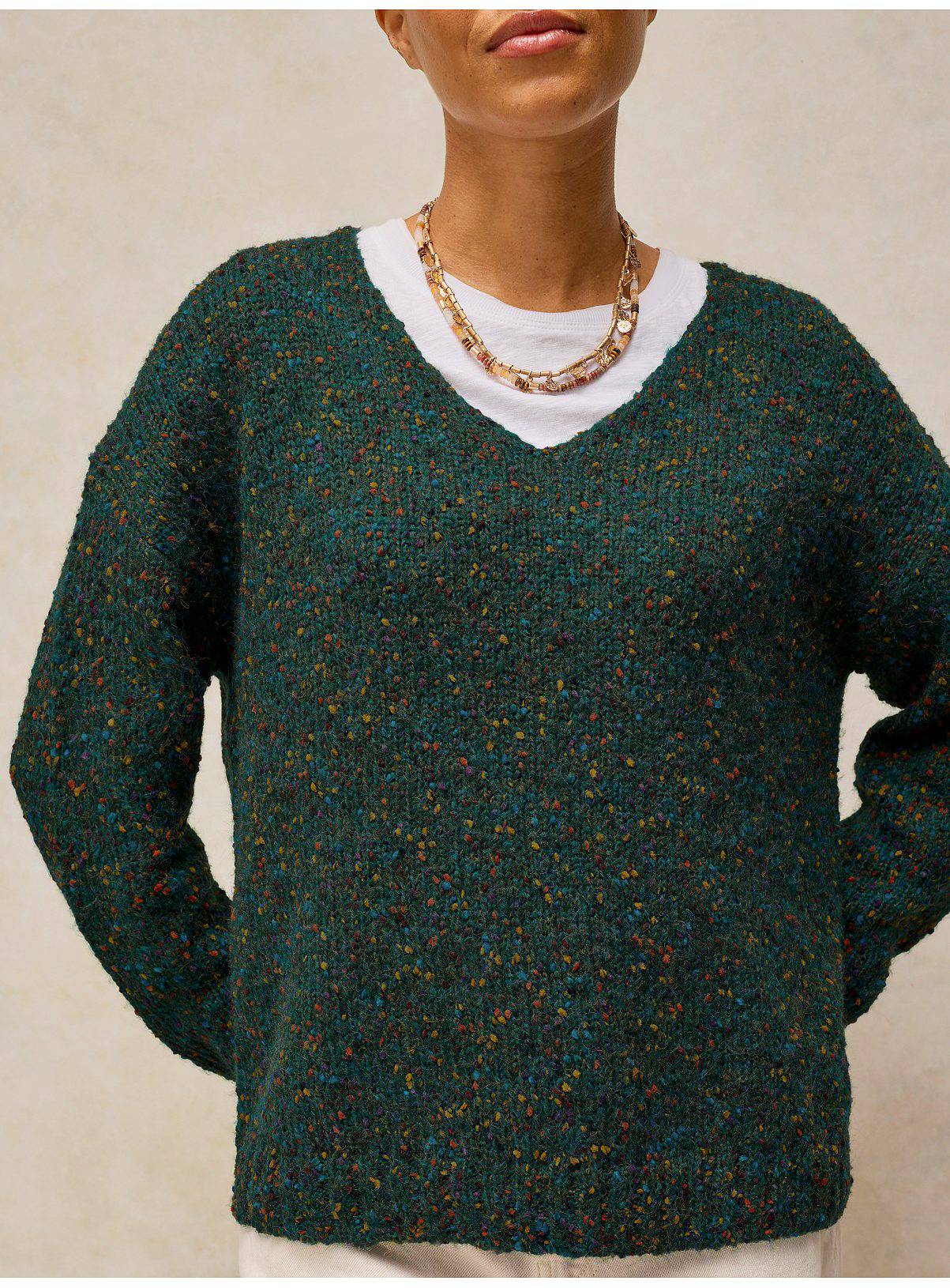 WHITE STUFF Texture V Neck Jumper 18 - Image 4